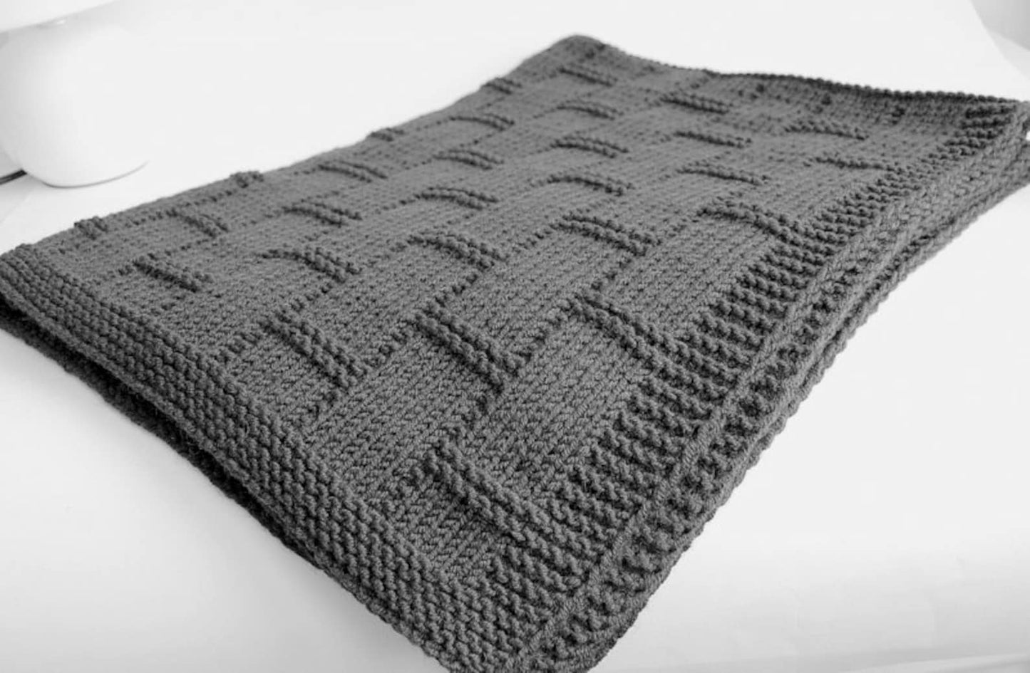 Classic Baby Blanket in Unique Lapping Squares Knitting Pattern