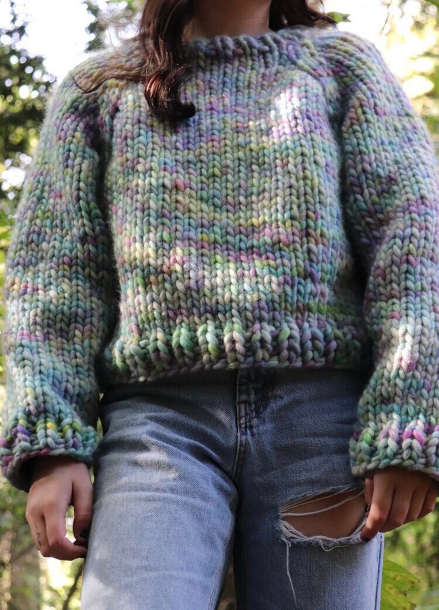 Comfy Chunky Colorful Sweater Knitting Pattern