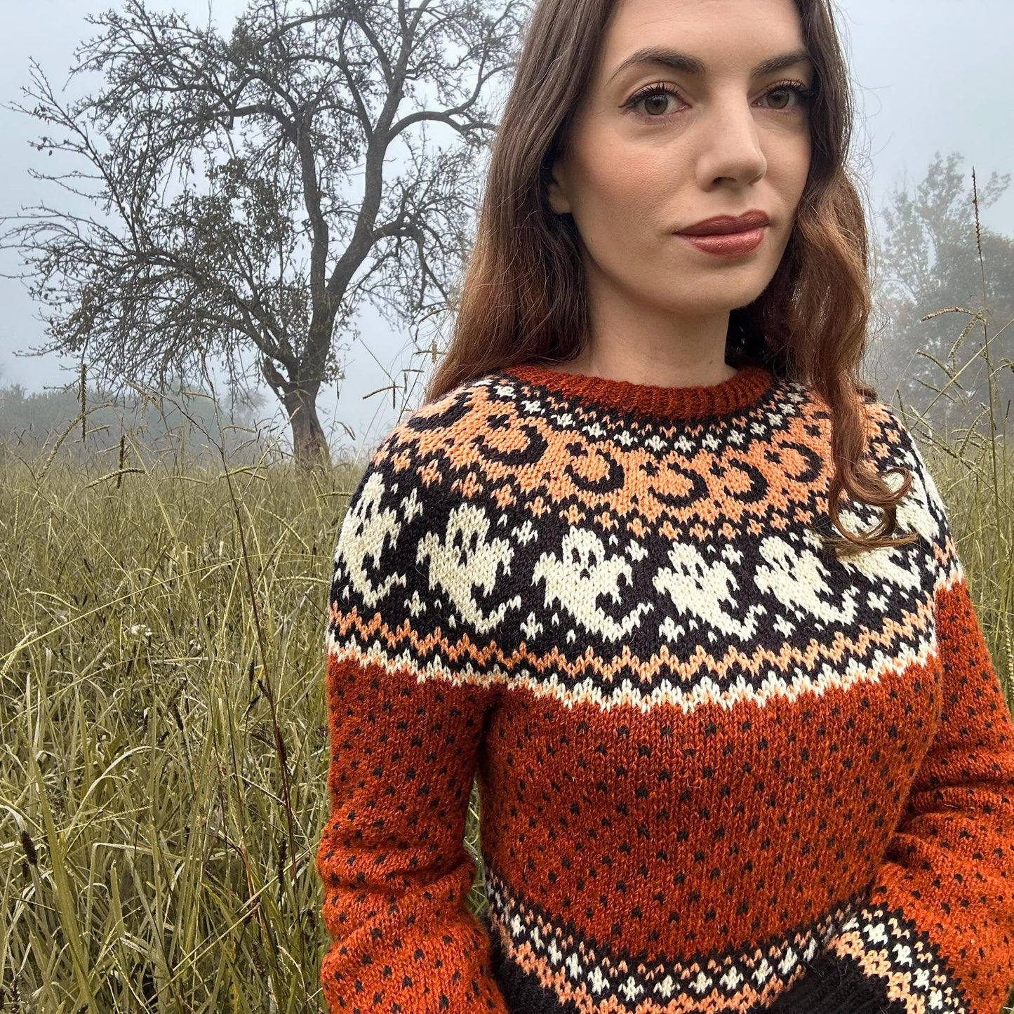 Lunar Spirit Halloween Pullover Knitting Pattern