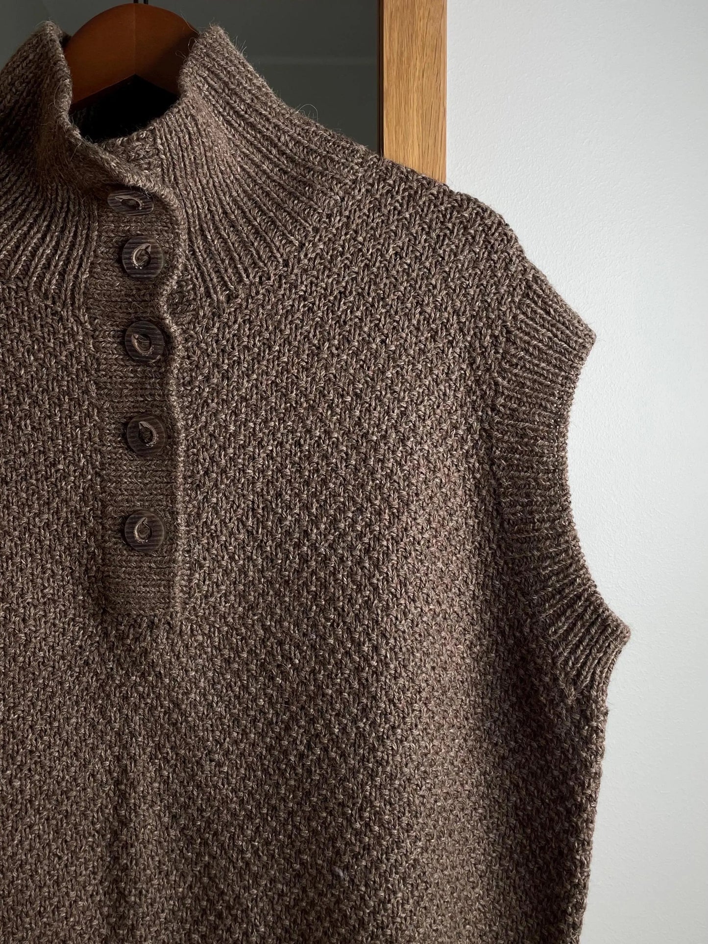 High-Neck Buttoned Slipover Knitting Pattern