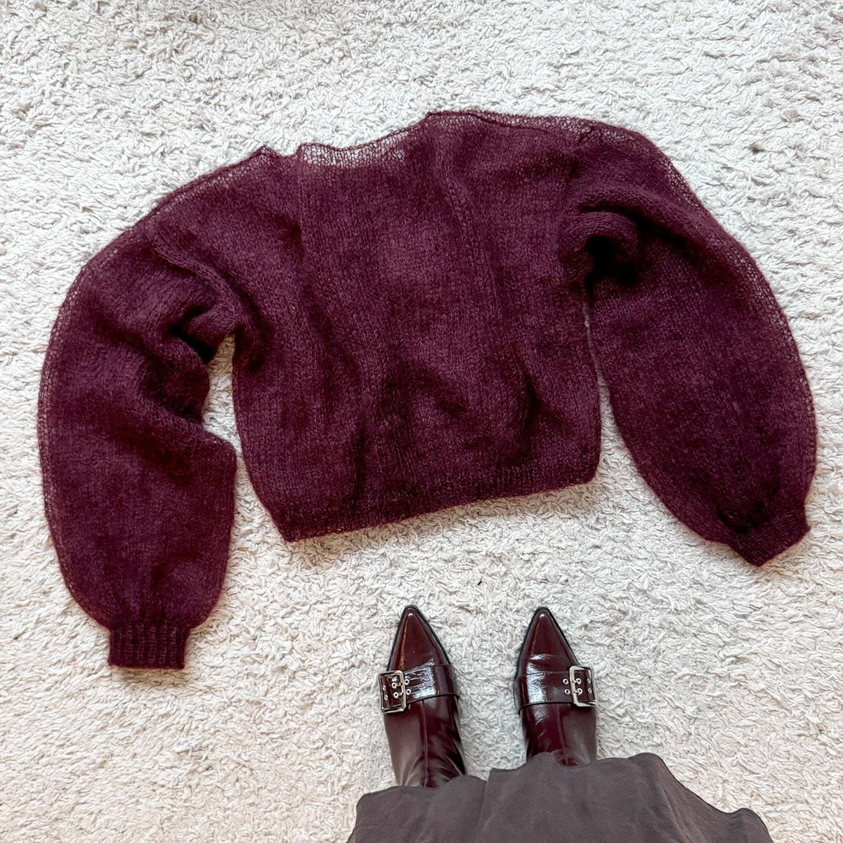 Airy Mohair Mesh Sweater Knitting Pattern – finished design