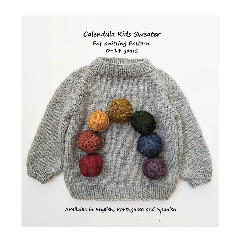 Calendula Top Down Sweater Knitting Pattern | 0-14 years