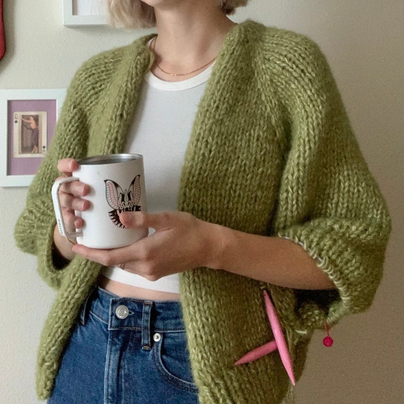 Easy Dance Raglan Cardigan Knitting Pattern — finished design