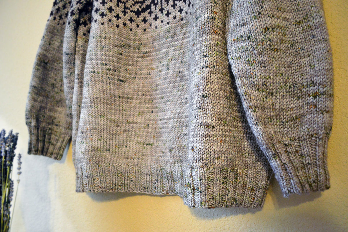 Moon Moth sweater knitting detail
