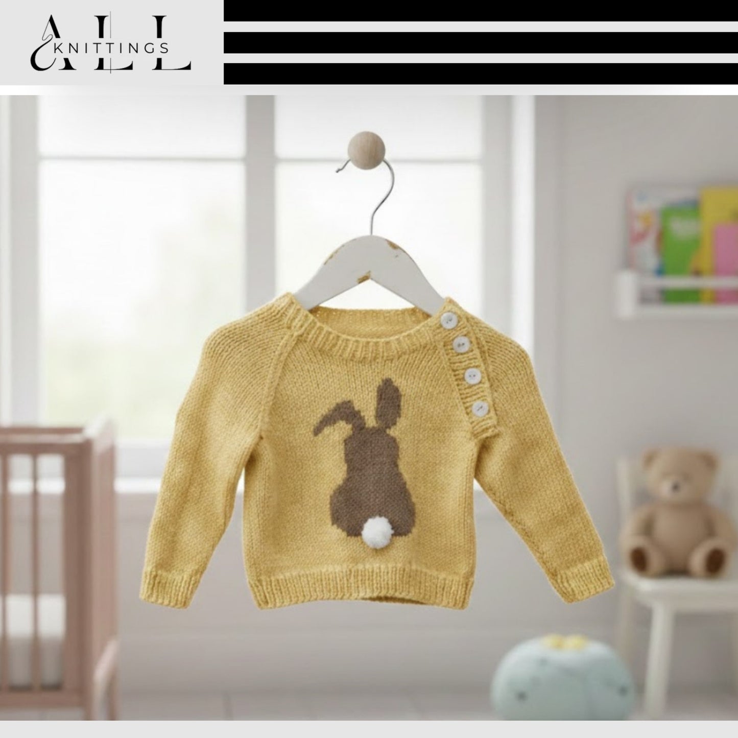 Bunny Motif Kids Pullover Knitting Pattern
