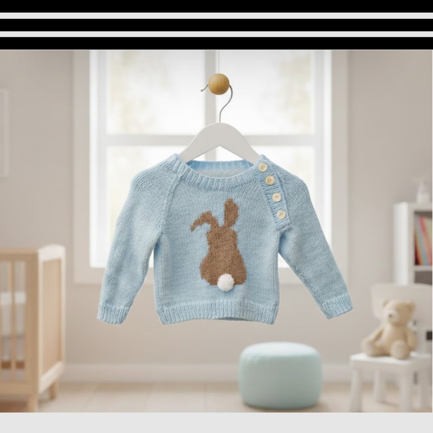 Bunny Motif Kids Pullover Knitting Pattern