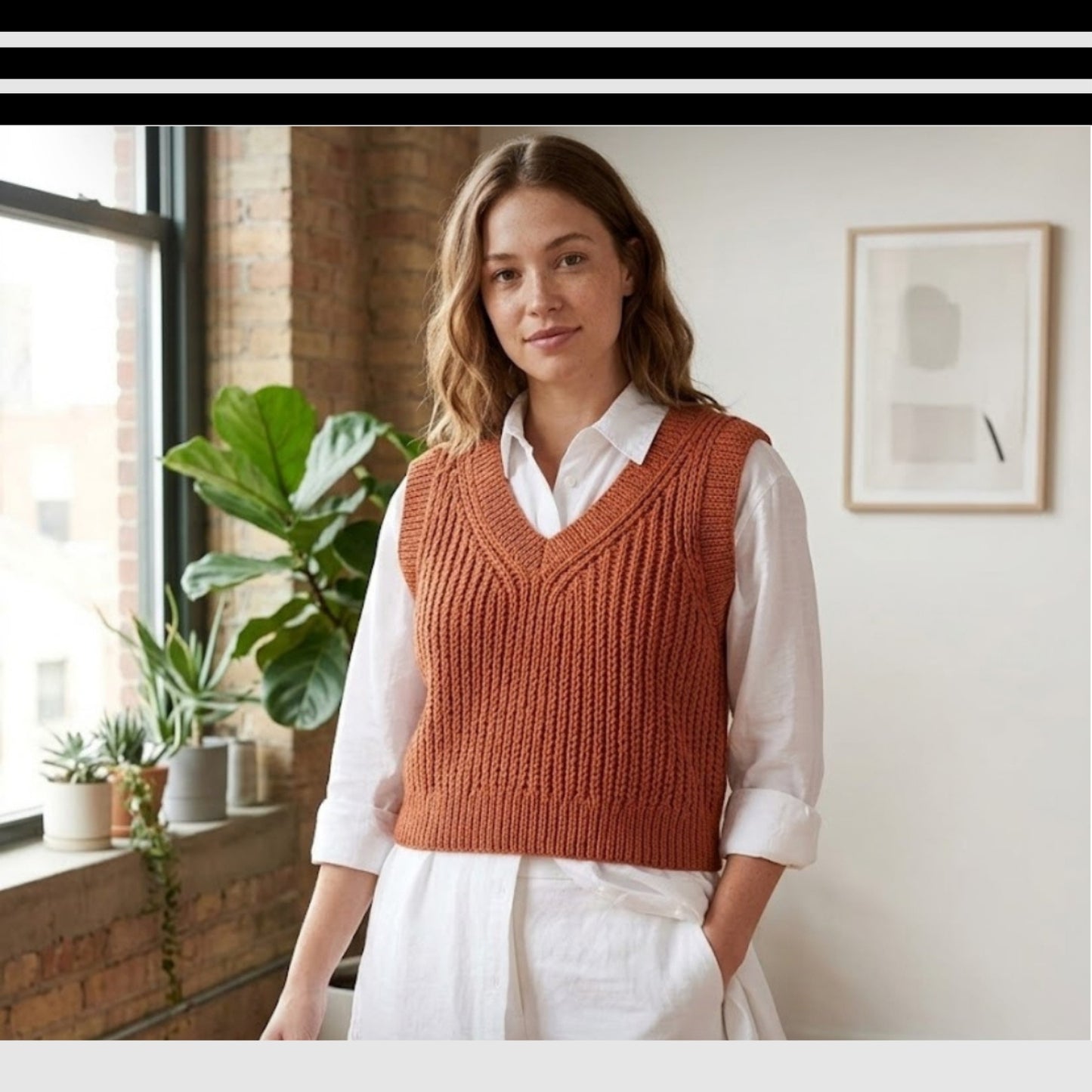 Modern Deep Neck Sleeveless Knitwear Knitting Pattern