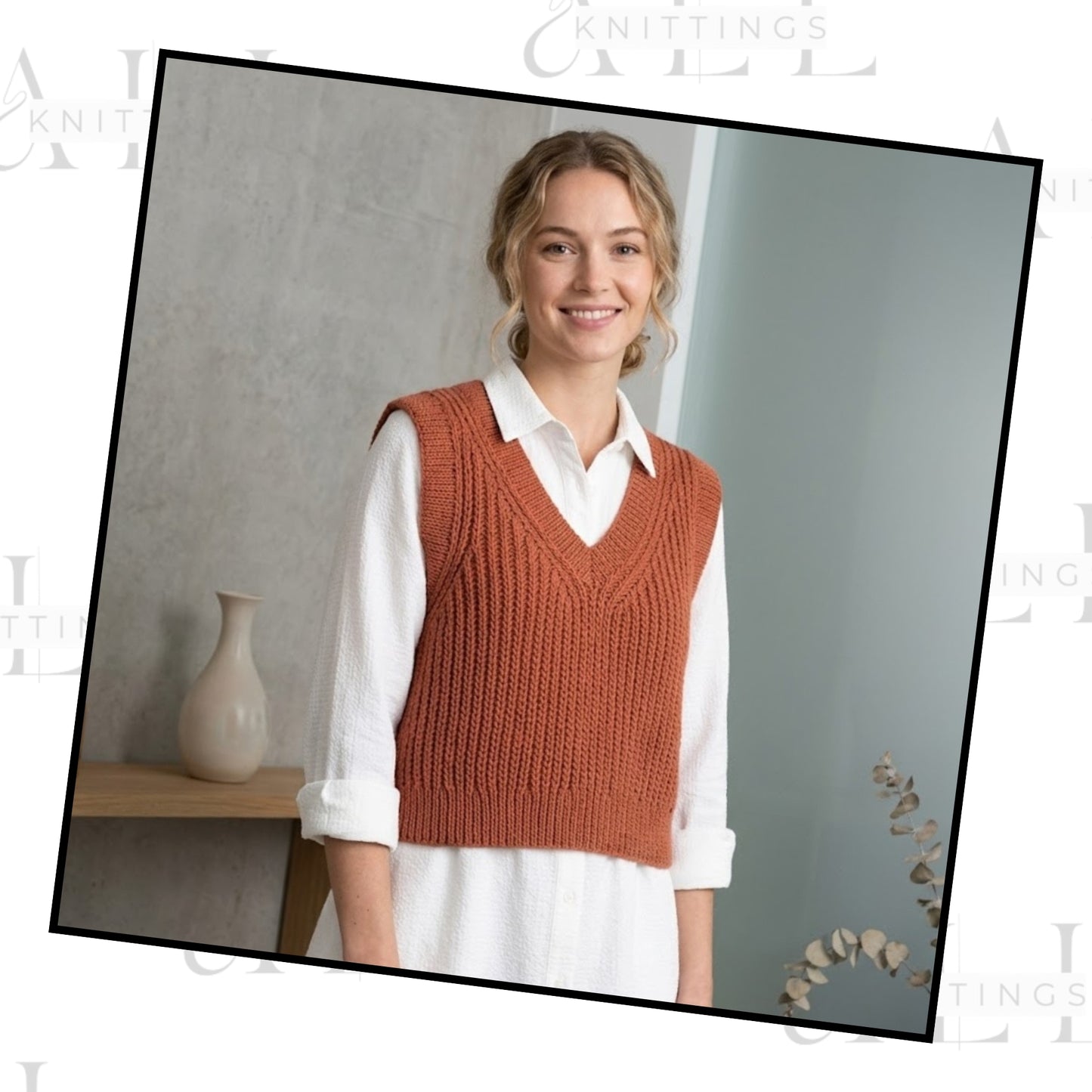 Modern Deep Neck Sleeveless Knitwear Knitting Pattern