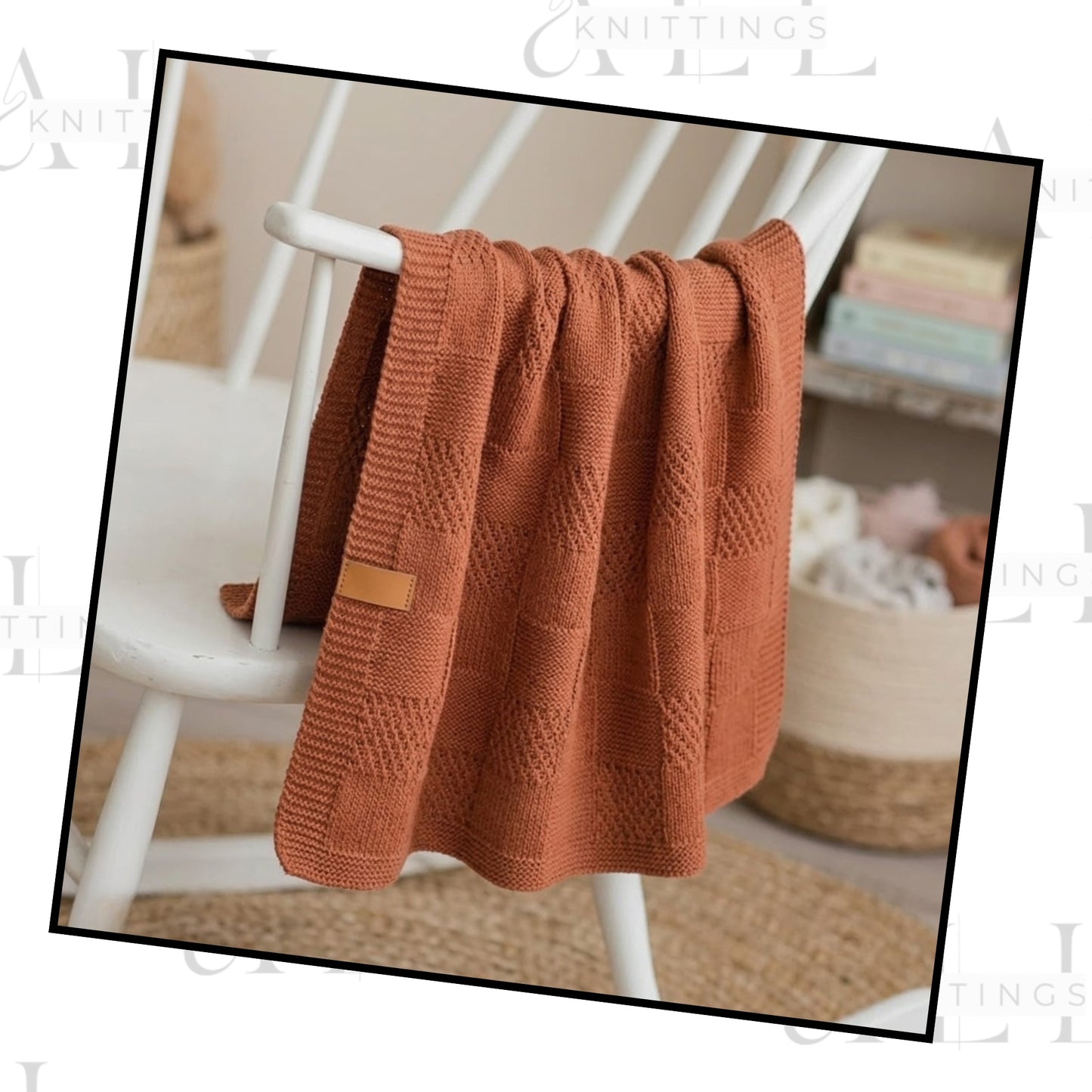 Knit and Purl only Baby Blanket Knitting Pattern