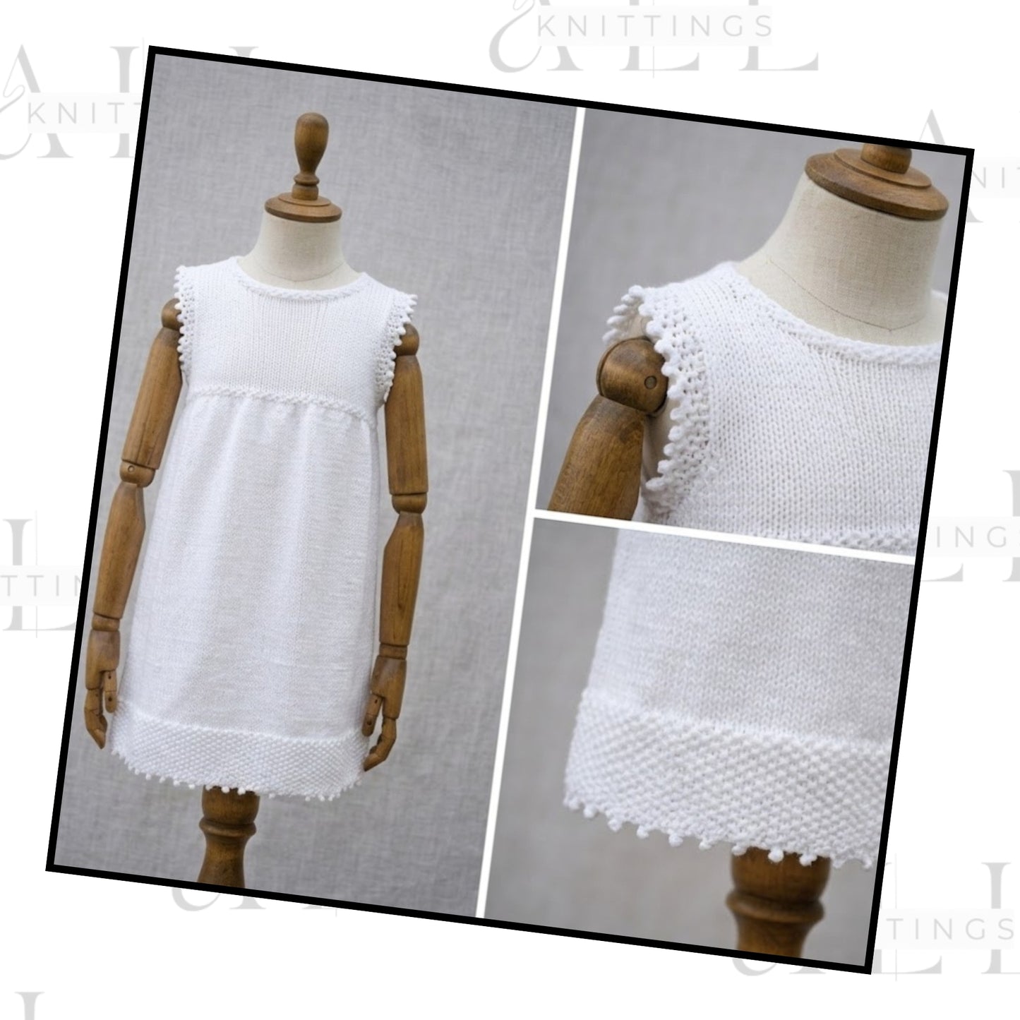 Picot Trim Girls Dress Knitting Pattern