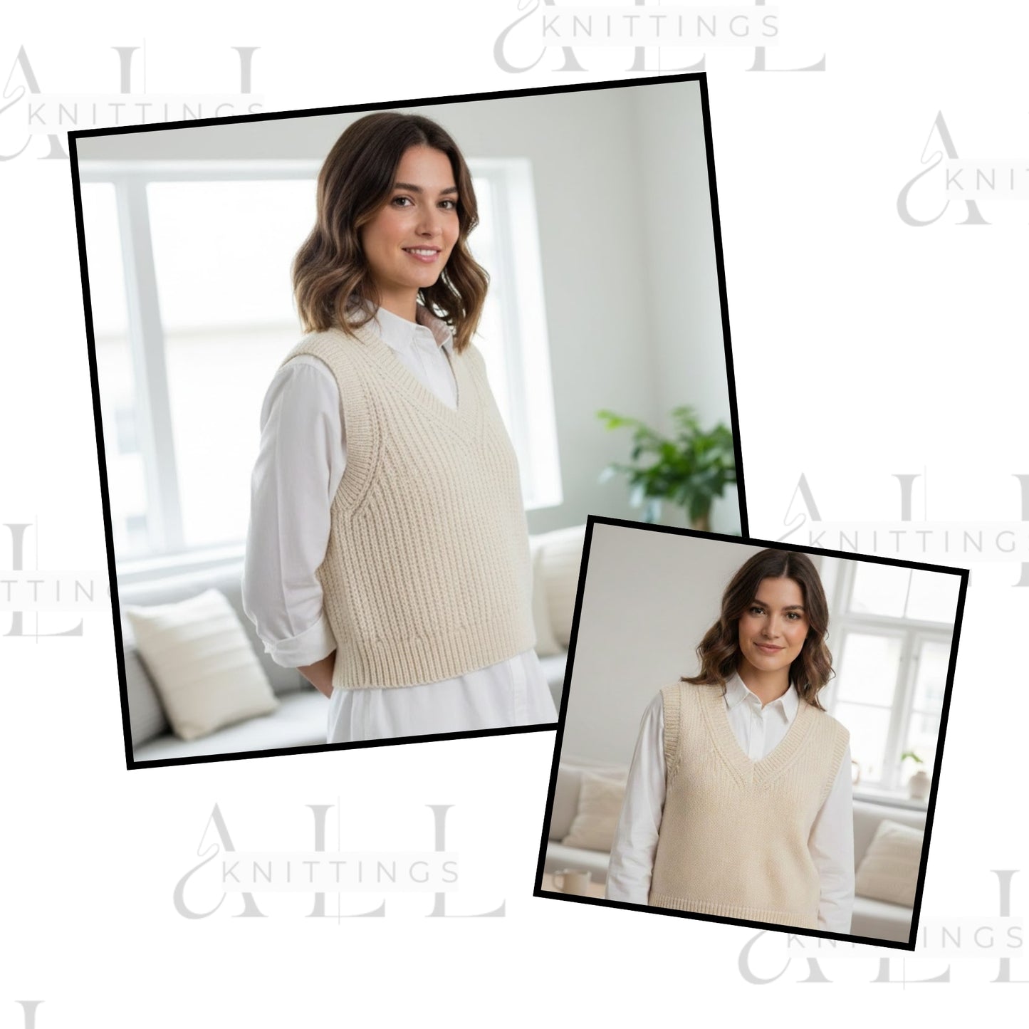 Modern Deep Neck Sleeveless Knitwear Knitting Pattern