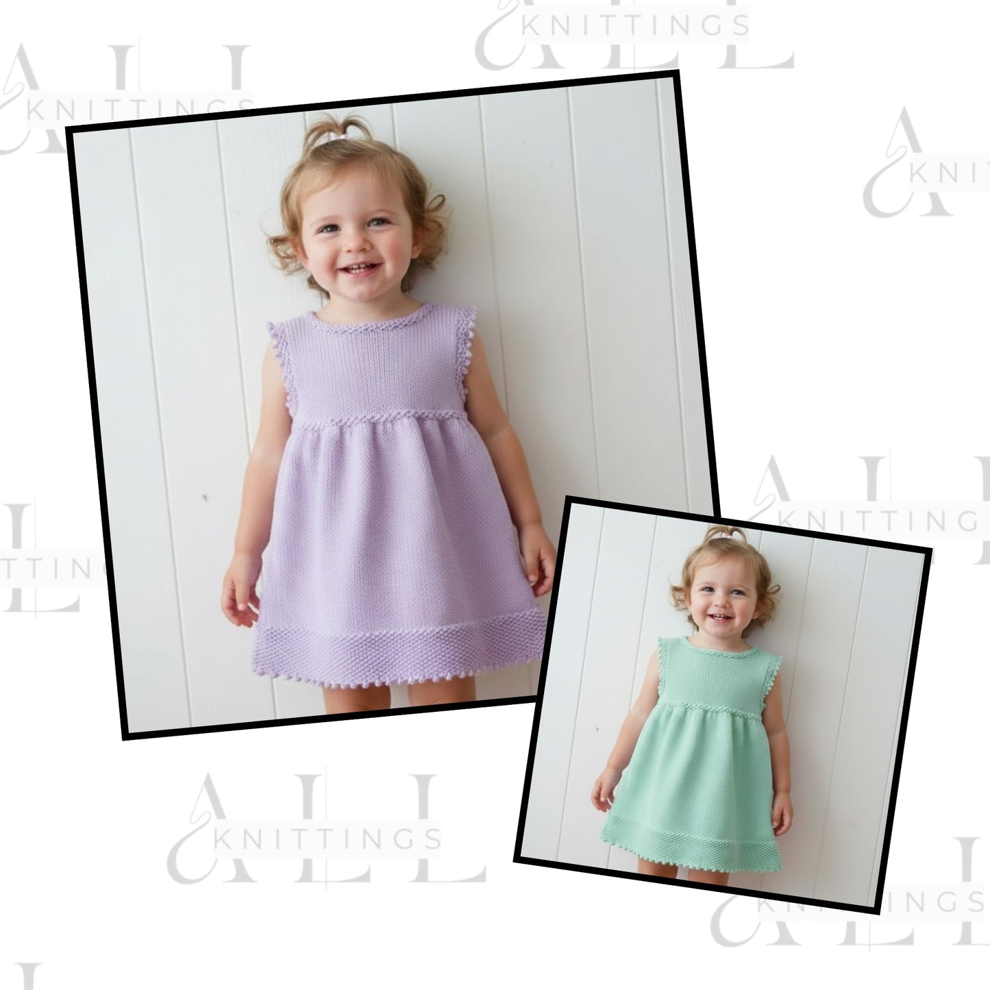 Picot Trim Girls Dress Knitting Pattern