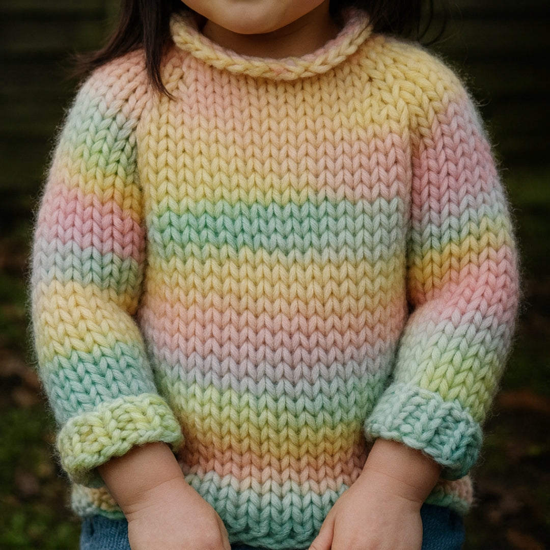 Comfy Kids Chunky Colorful Sweater Knitting Pattern