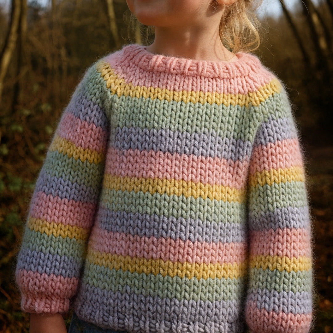 Comfy Raglan Sweater for Kids Knitting Pattern
