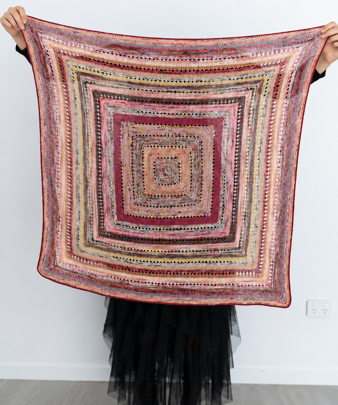 Advent Button Box Blanket knitting pattern — finished design detail
