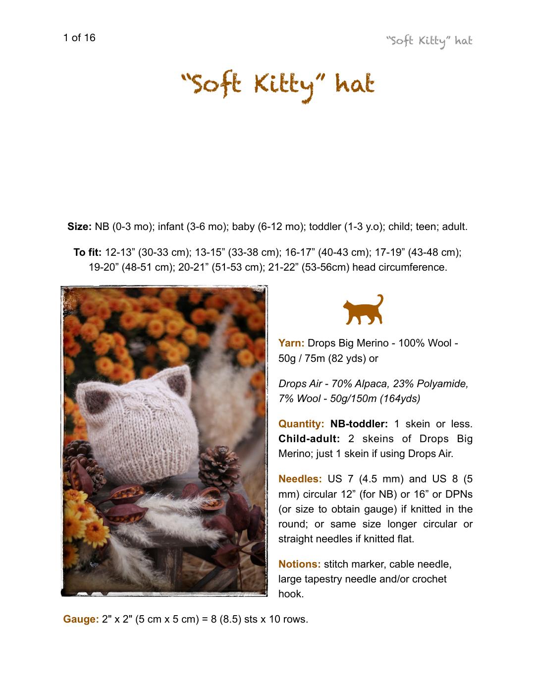 Preview the Pattern PDF — sizes and materials
