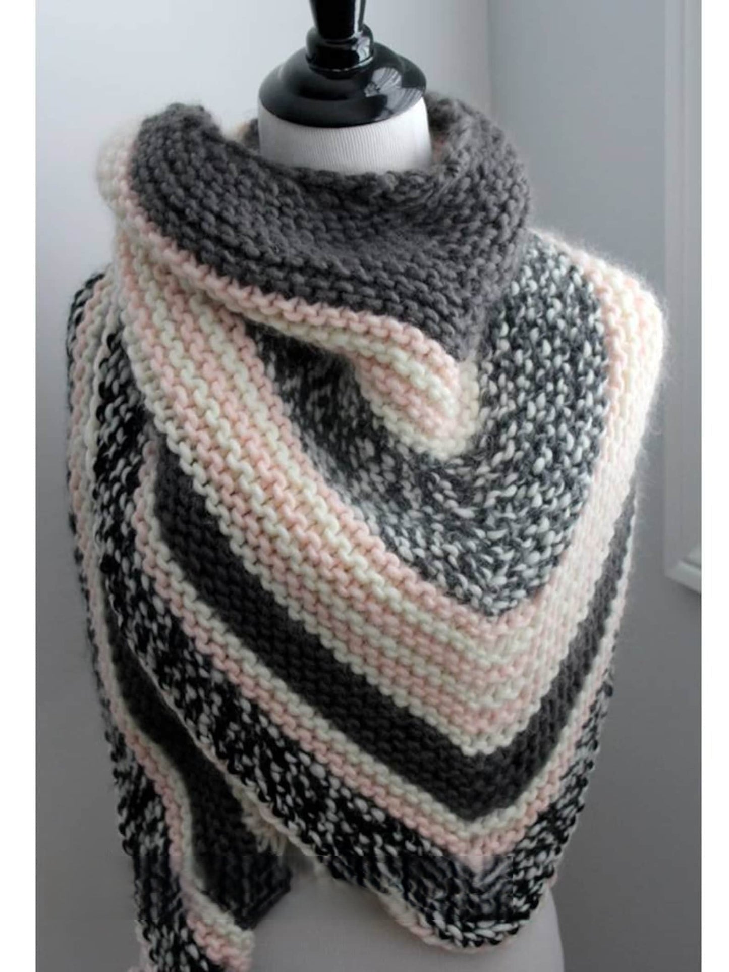 Striped Triangle Scarf Knitting Pattern