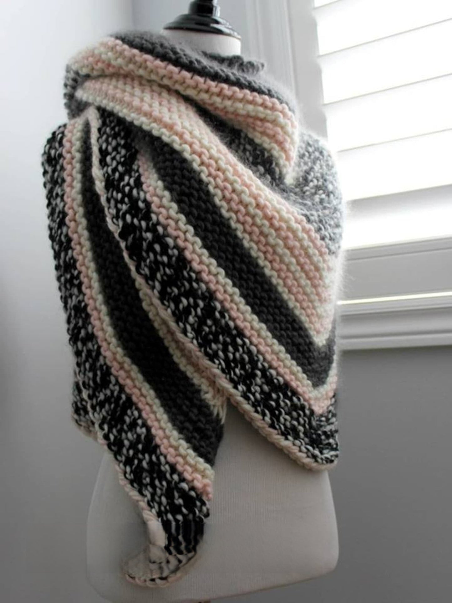 Striped Triangle Scarf Knitting Pattern