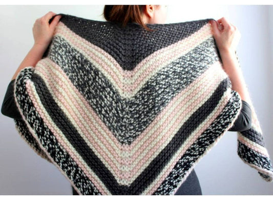 Striped Triangle Scarf Knitting Pattern