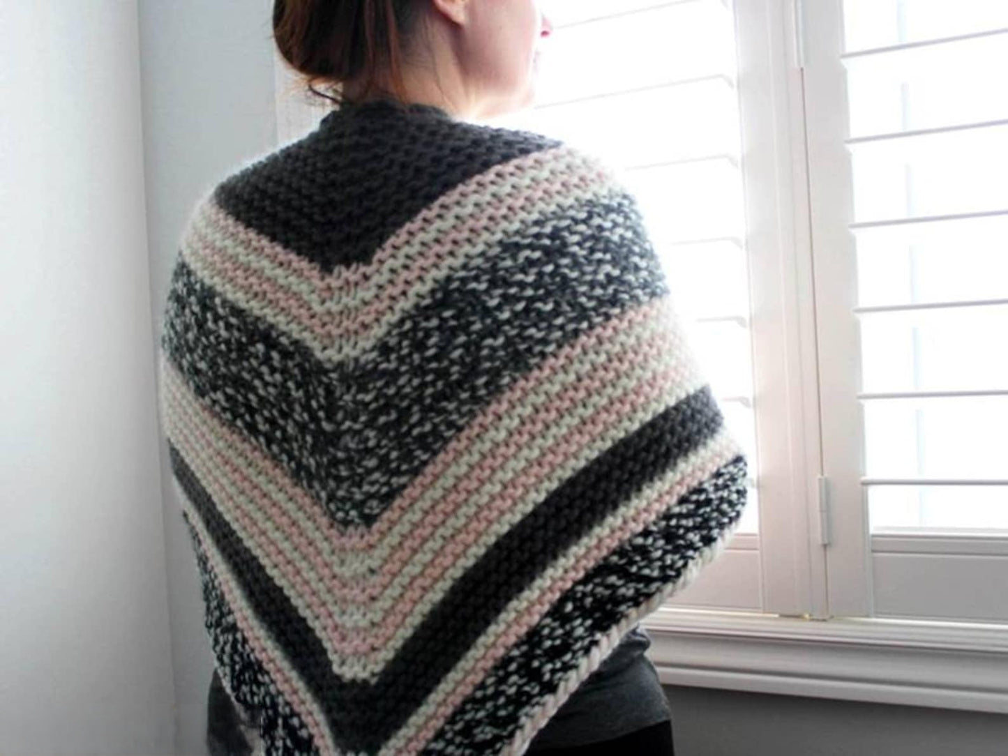 Striped Triangle Scarf Knitting Pattern