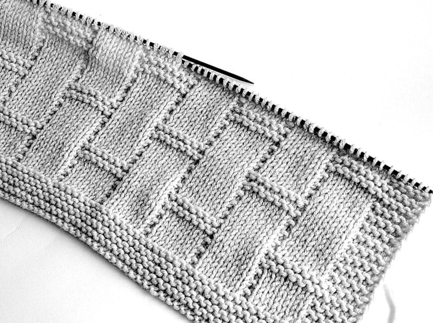 Classic Baby Blanket in Unique Lapping Squares Knitting Pattern