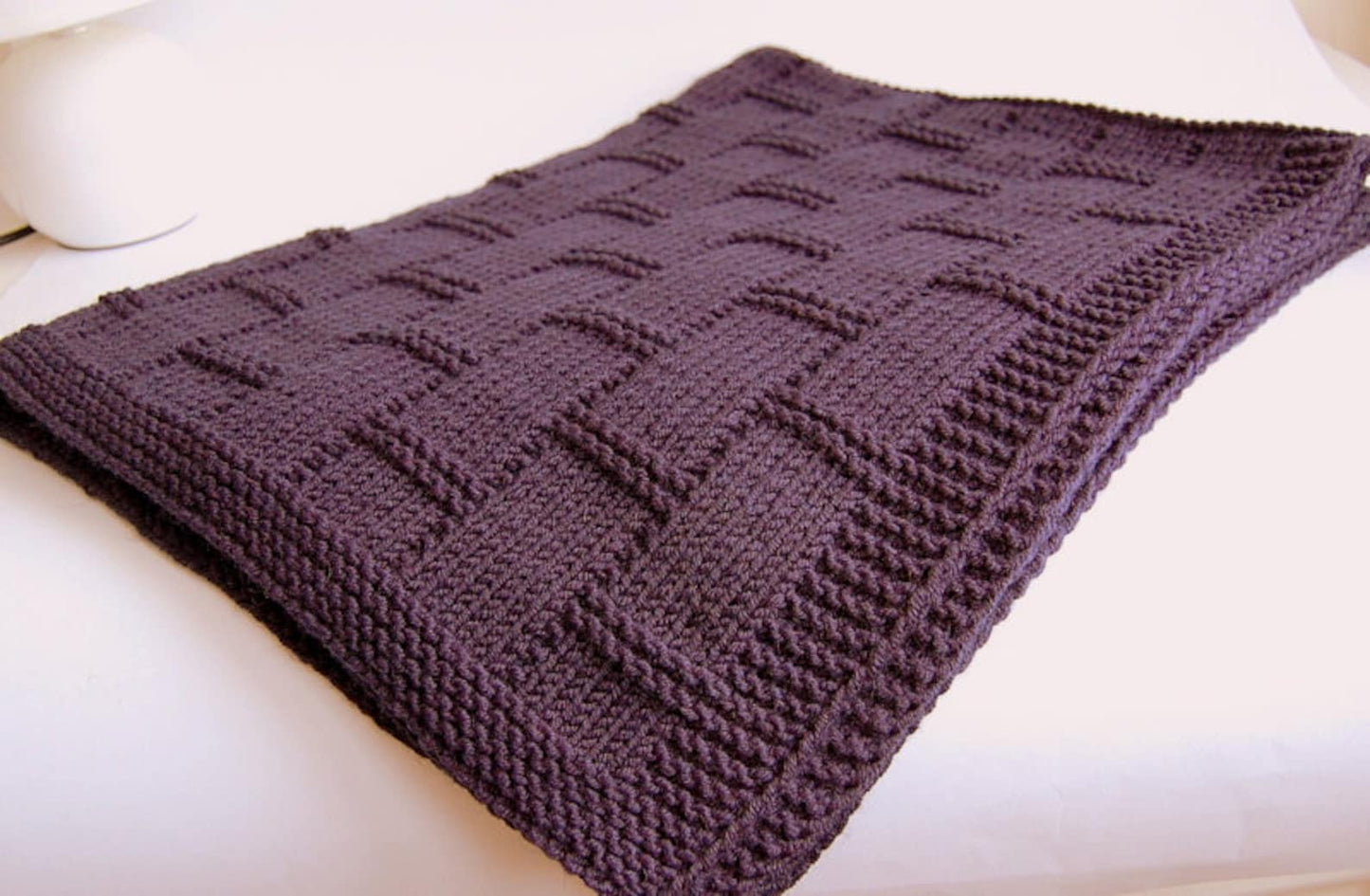 Classic Baby Blanket in Unique Lapping Squares Knitting Pattern