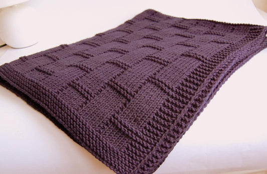 Classic Baby Blanket in Unique Lapping Squares Knitting Pattern