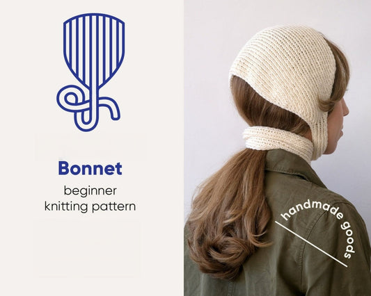 Wrap Around Tie Bonnet Beginner Knitting Pattern