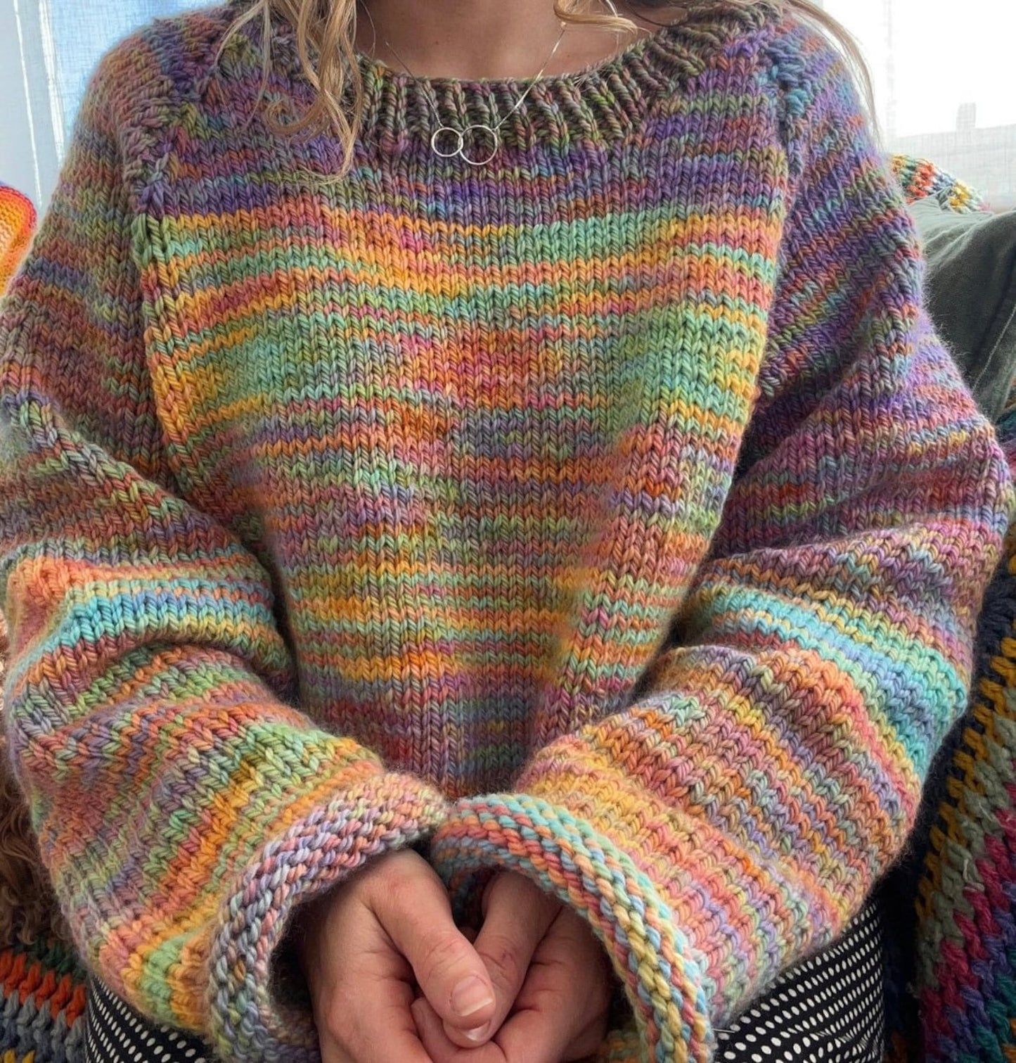 Comfy Multicolored Sweater Knitting Pattern