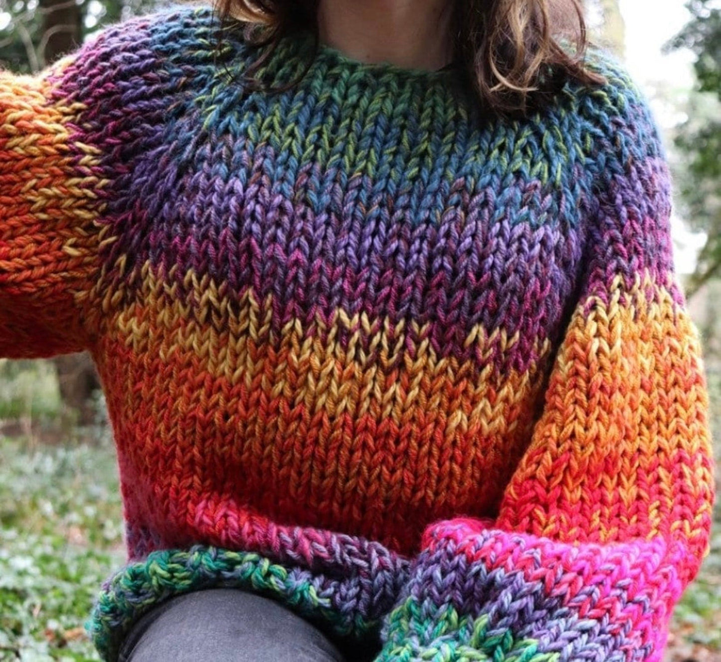 Comfy Chunky Colorful Sweater Knitting Pattern