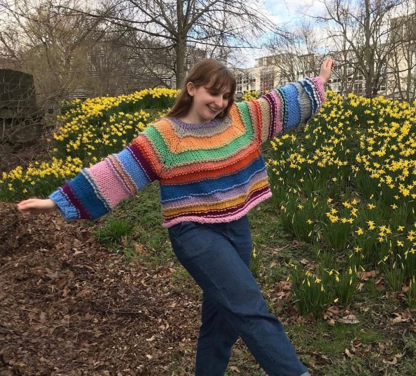 Comfy Chunky Colorful Sweater Knitting Pattern