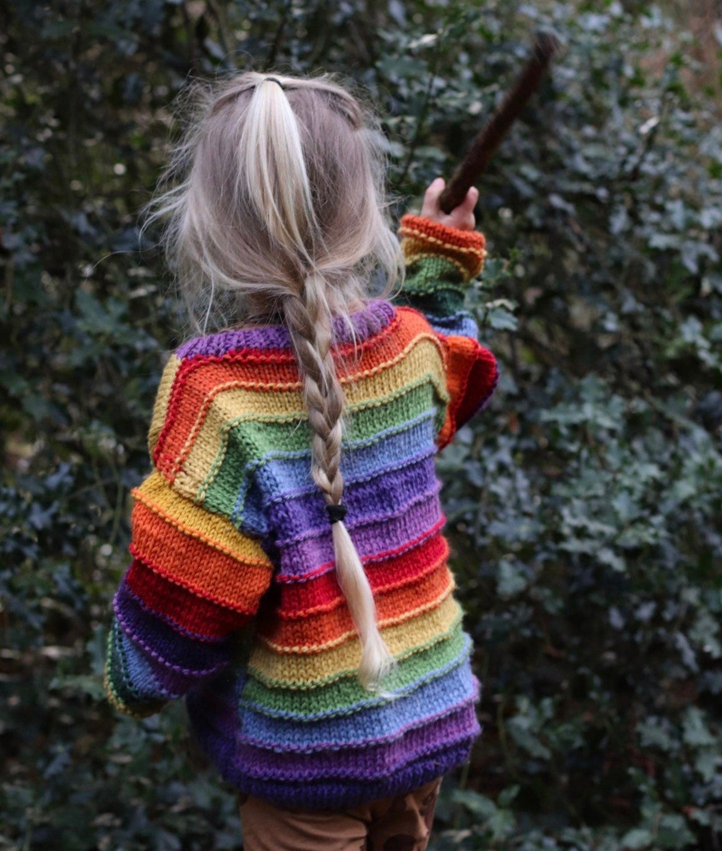 Lined Colorful Rainbow Pullover Sweater Knitting Pattern