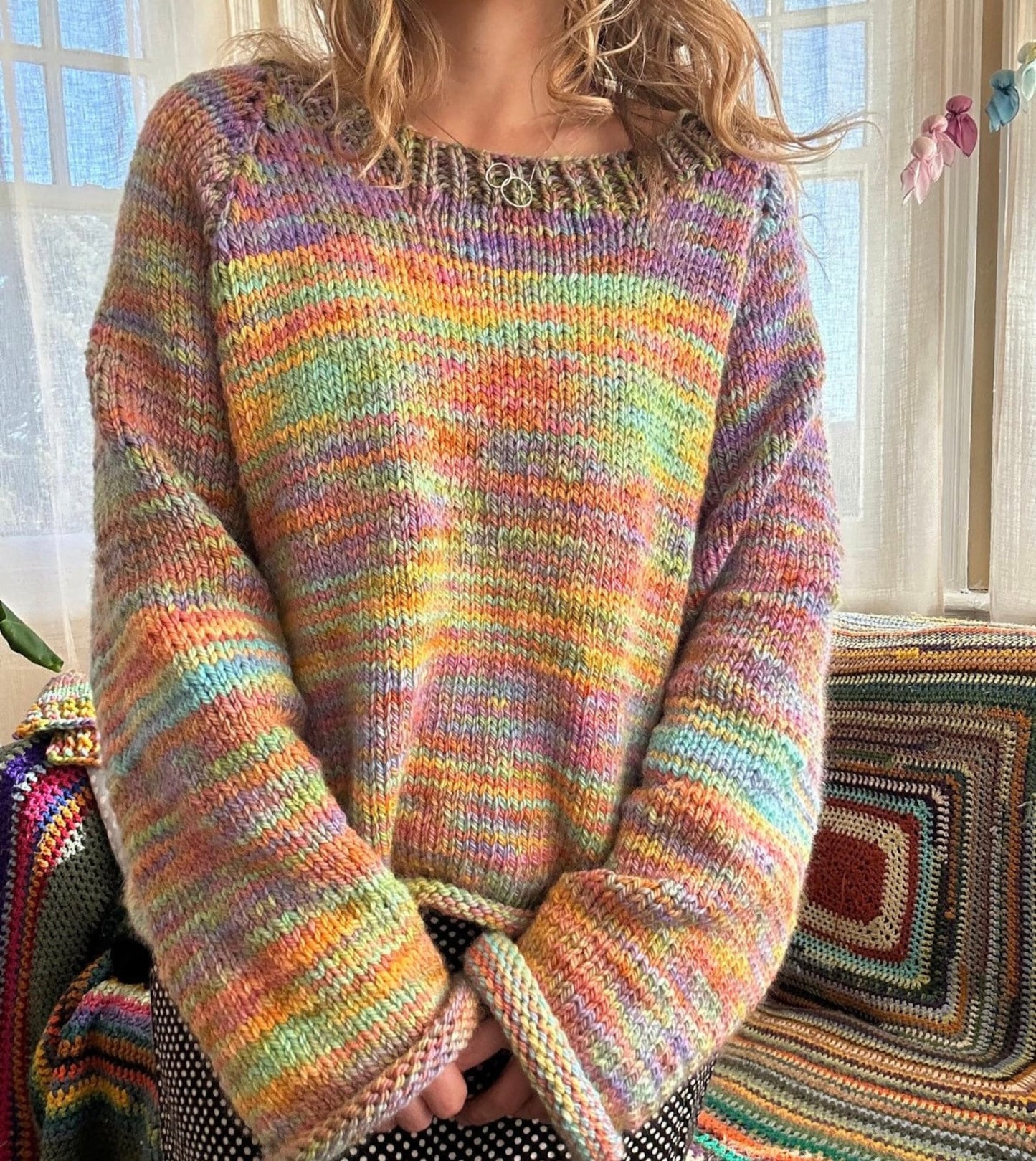 Comfy Multicolored Sweater Knitting Pattern