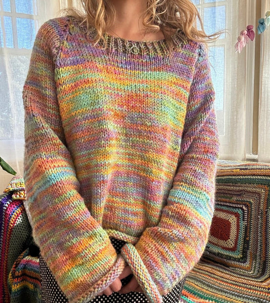 Comfy Multicolored Sweater Knitting Pattern