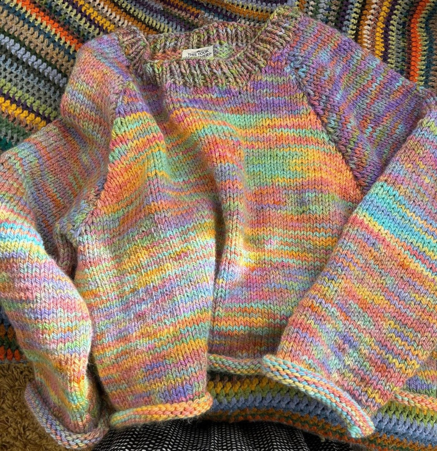 Comfy Multicolored Sweater Knitting Pattern