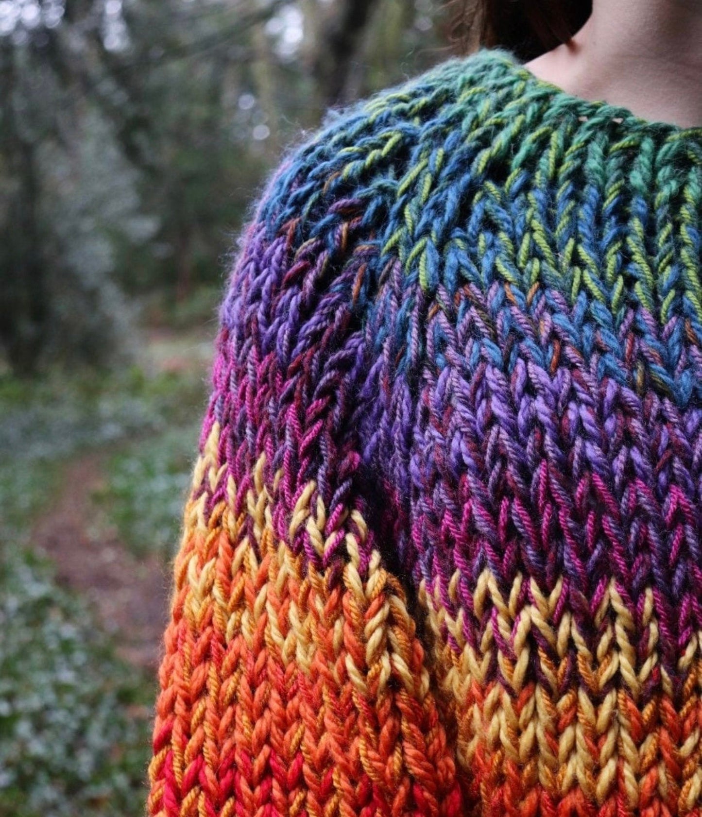Comfy Chunky Colorful Sweater Knitting Pattern