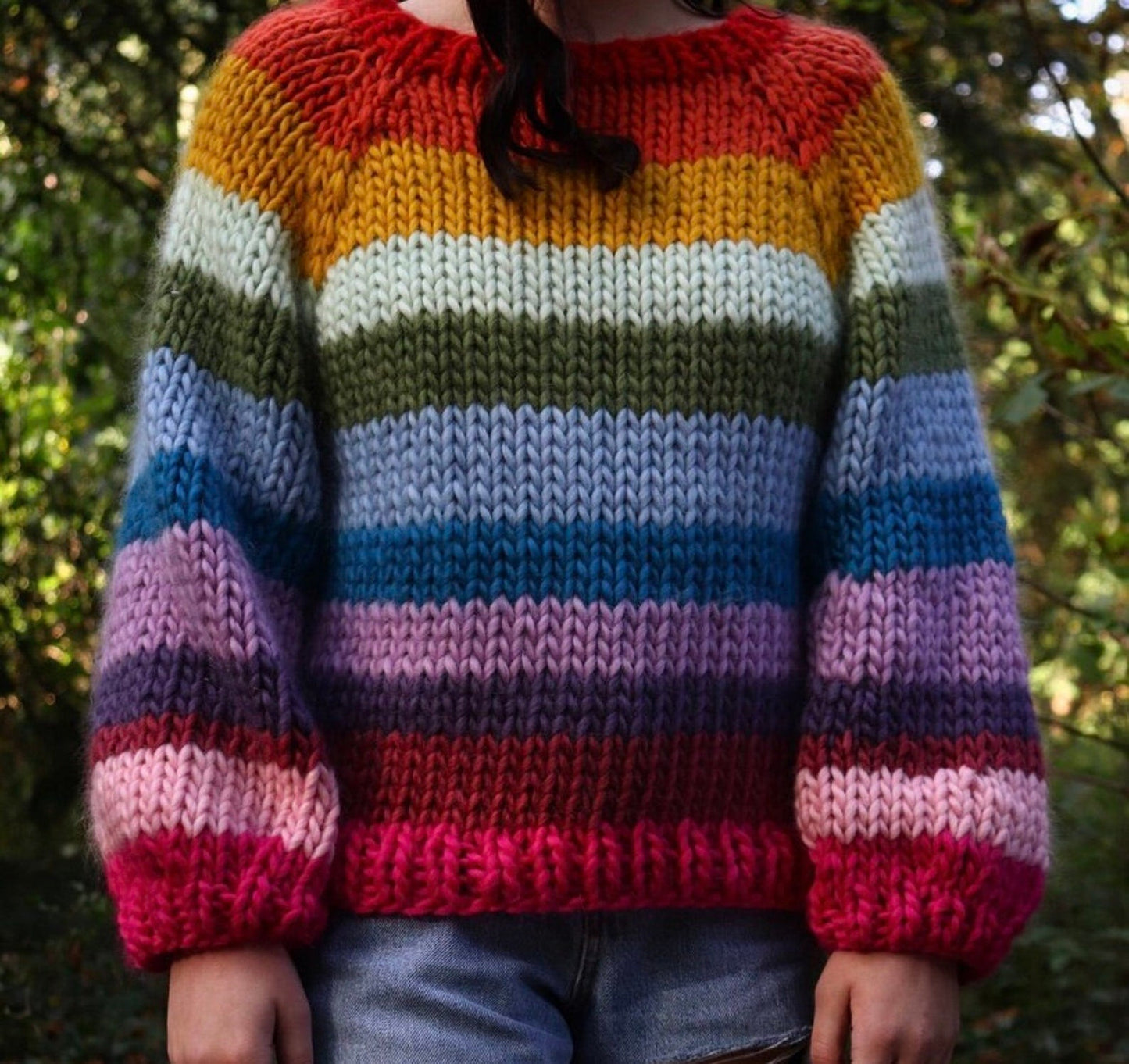 Comfy Chunky Colorful Sweater Knitting Pattern