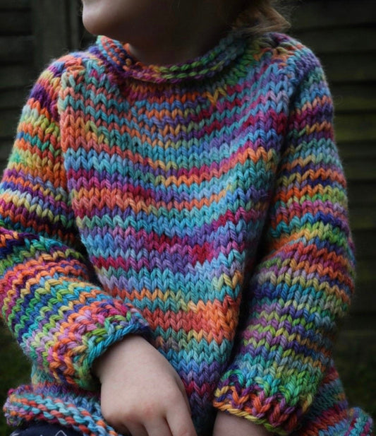 Comfy Kids Chunky Colorful Sweater Knitting Pattern