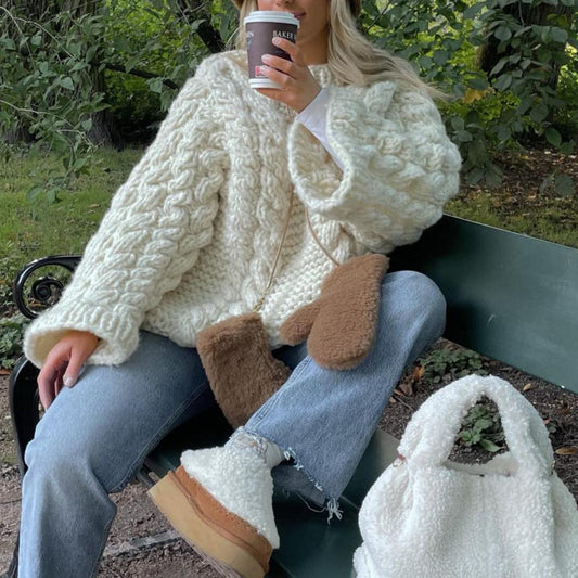Big Comfy Weekend Cable Jumper Knitting Pattern — view 1