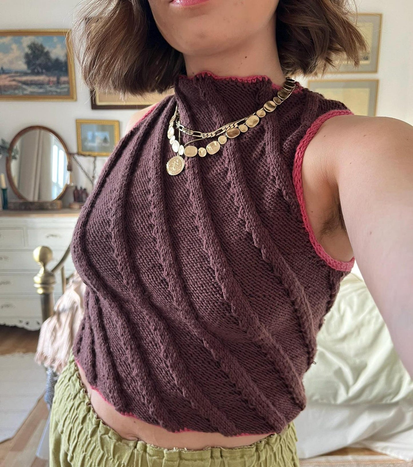 Fashionable Twister Tank Knitting Pattern