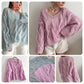 Soft Cloud Cable V Neck Sweater Knitting Pattern - view 3
