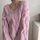 Soft Cloud Cable V Neck Sweater Knitting Pattern - view 4