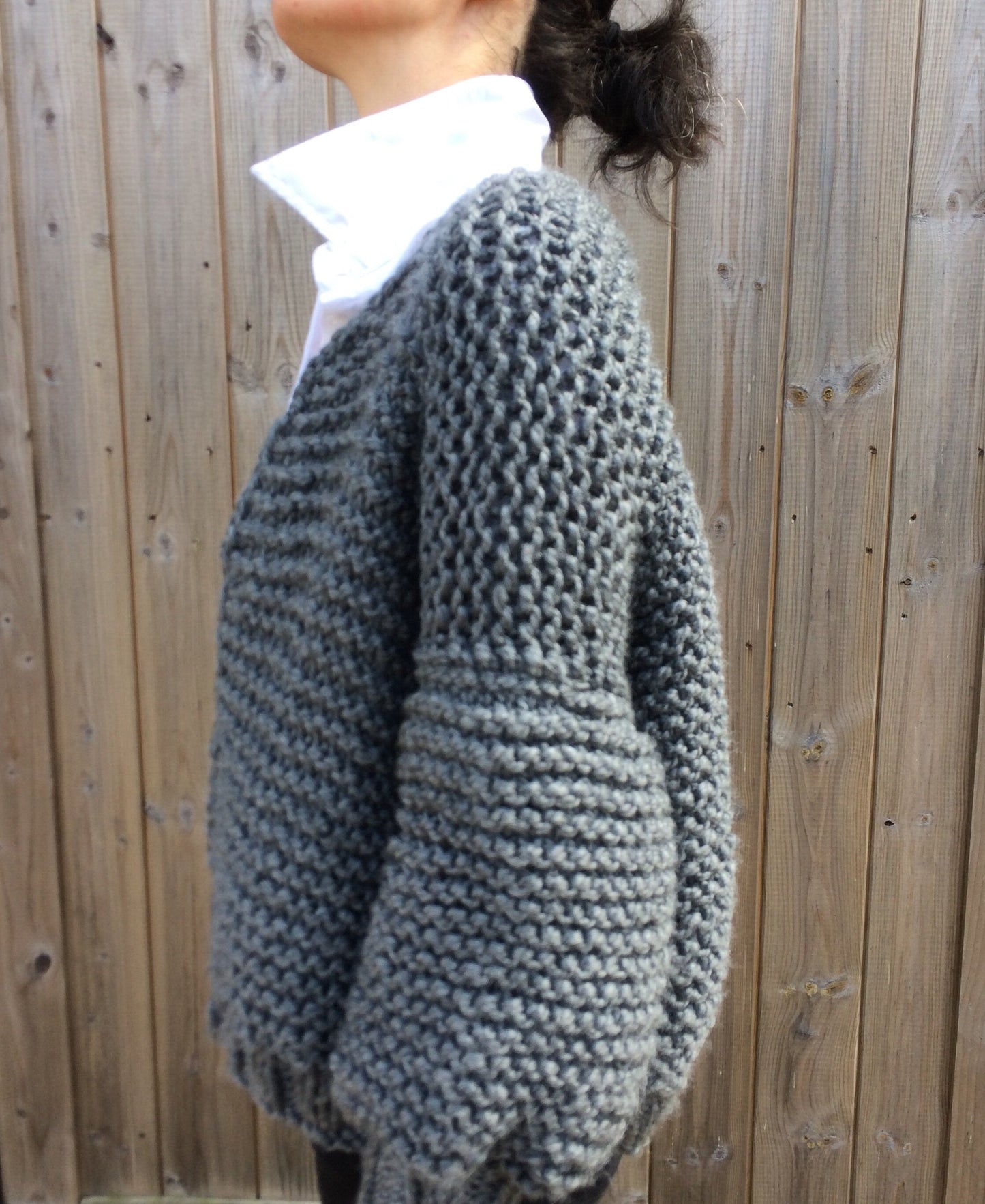 Oversized Mid Cardigan wiith Arm Warmer Knitting Pattern
