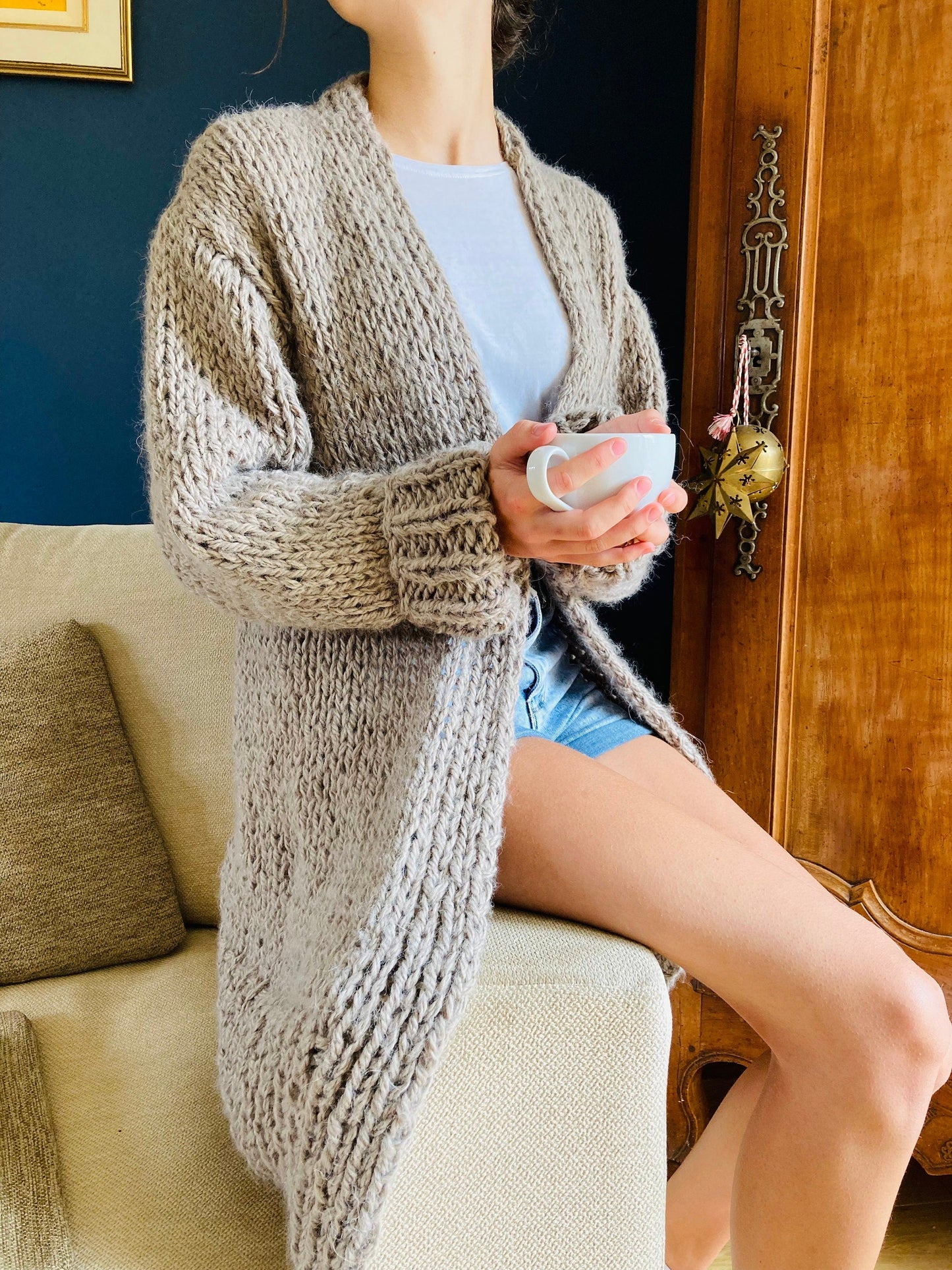 Comfy Knee Length Cardigan Knitting Pattern