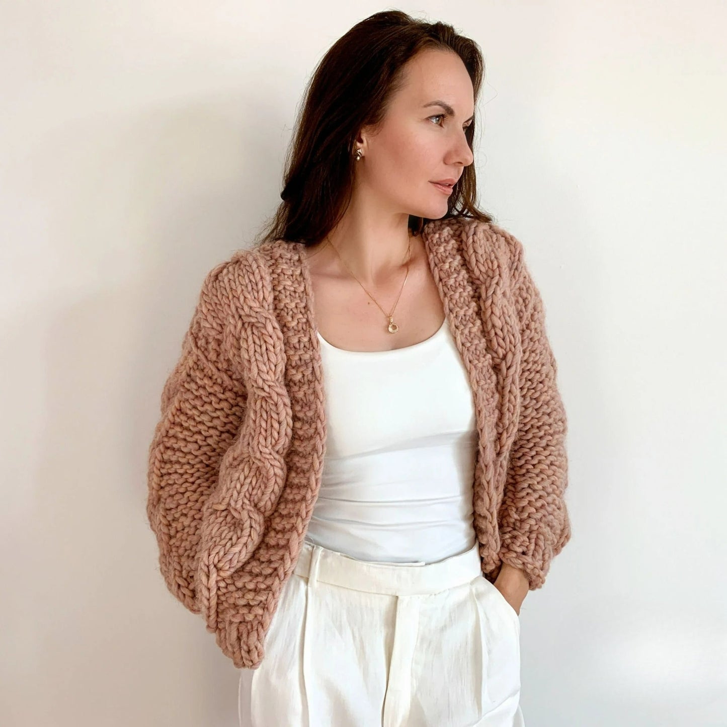 Comfy Thick Cable Knit Cardigan Knitting Pattern