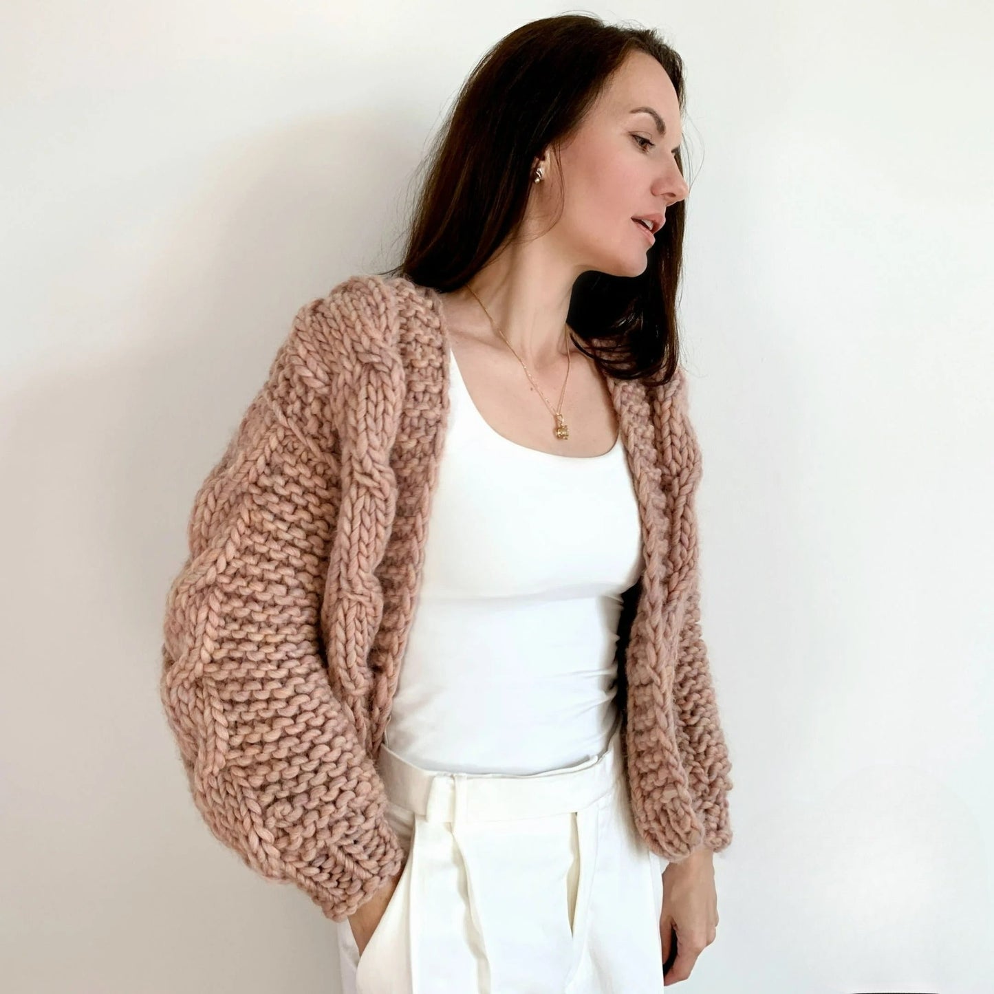 Comfy Thick Cable Knit Cardigan Knitting Pattern