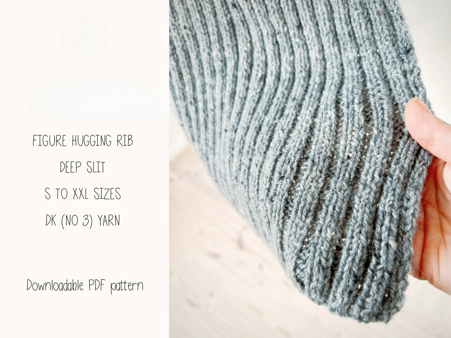 Ribbed Turtle Neck Long Dress Knitting Pattern