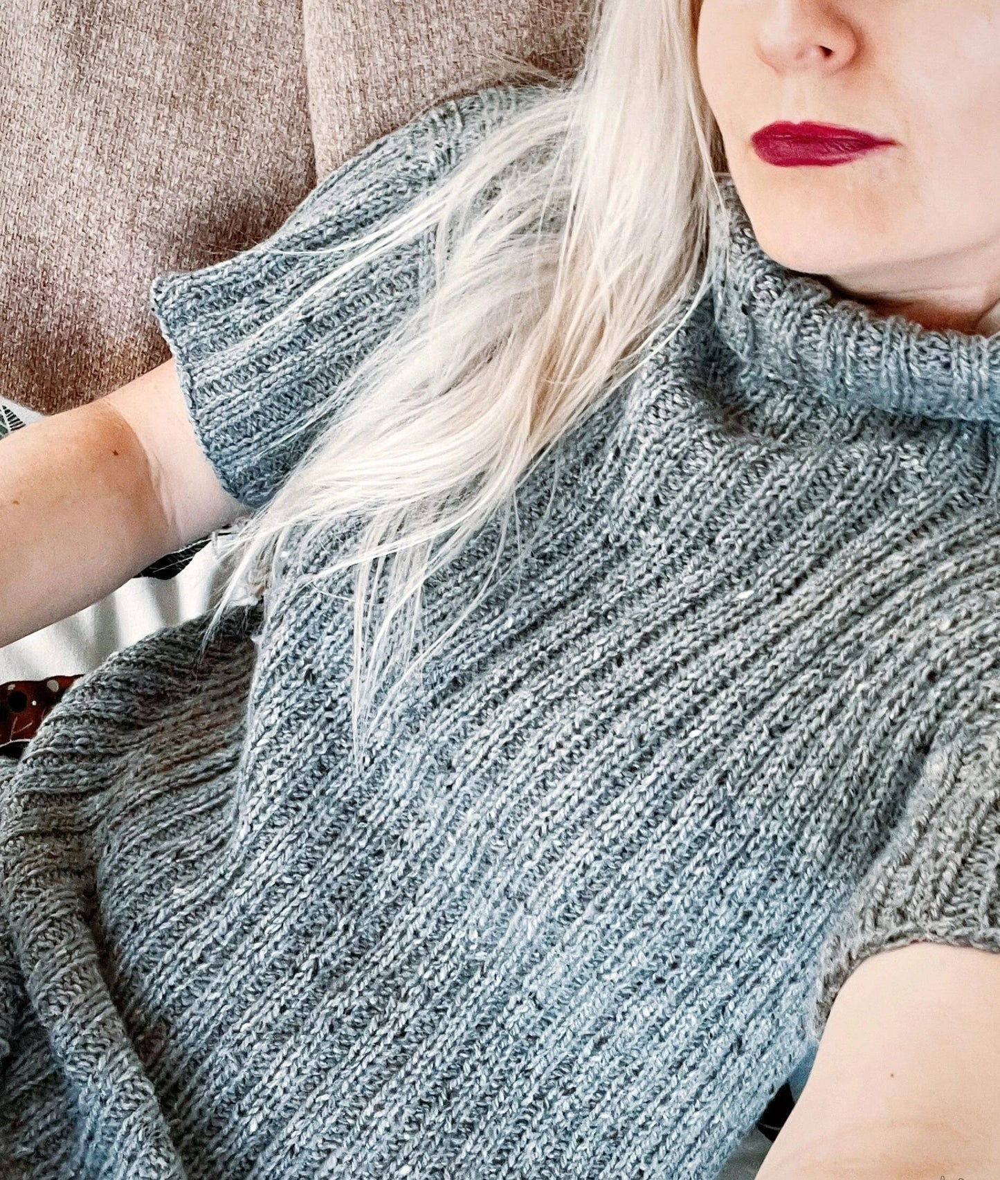 Ribbed Turtle Neck Long Dress Knitting Pattern