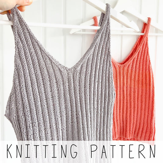 Summer Ribbed Vneck Tank Top Knitting Pattern