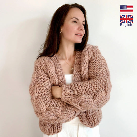 Comfy Thick Cable Knit Cardigan Knitting Pattern